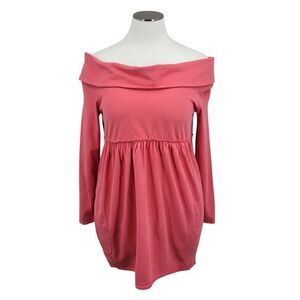 Saturday Sunday Anthropologie  Off Shoulder Pink Coral Cocoon Dress Pockets